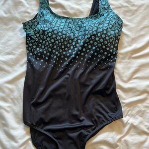 Black and Teal Women's One Piece Swimsuit